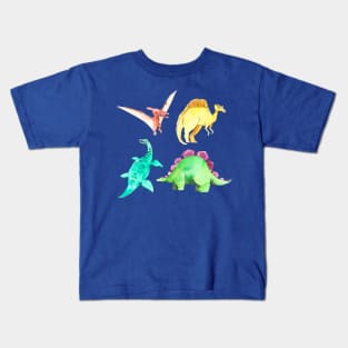 Dinosaur Watercolor Hand Drawn Kids T-Shirt